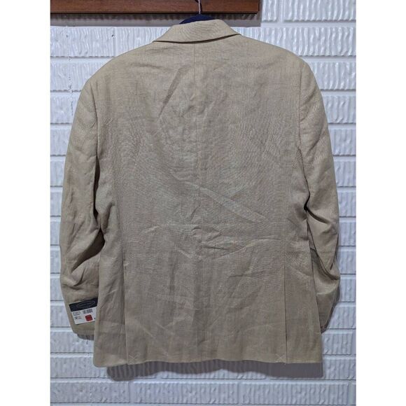 Pronto Uomo Platinum Men's Tan Solid 100% Linen Blazer Size 40R NWT - Picture 2 of 6